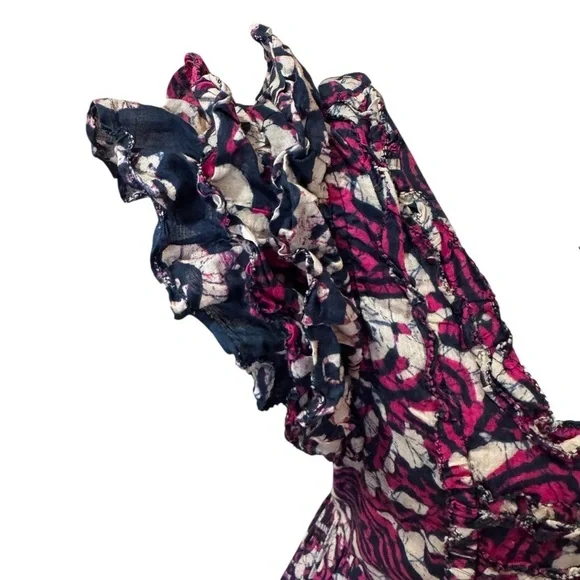 House Of Harlow 1960 Tiered Maxi Dress Tie Back Flutter Sleeve Purple Magenta XS - Picture 3 of 13